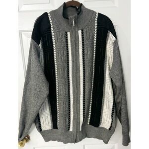 Inserch Mens THICK Sweater, Sz 3X, Grey, Black & White, Elbow & Shoulder Patches